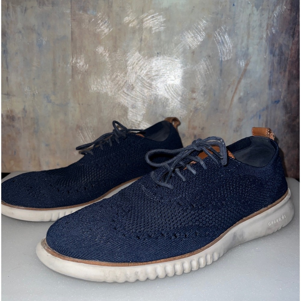 Cole Haan Zerogrand Stitchlite Mens 9 Navy Good Knit Wingtip Oxford C27569